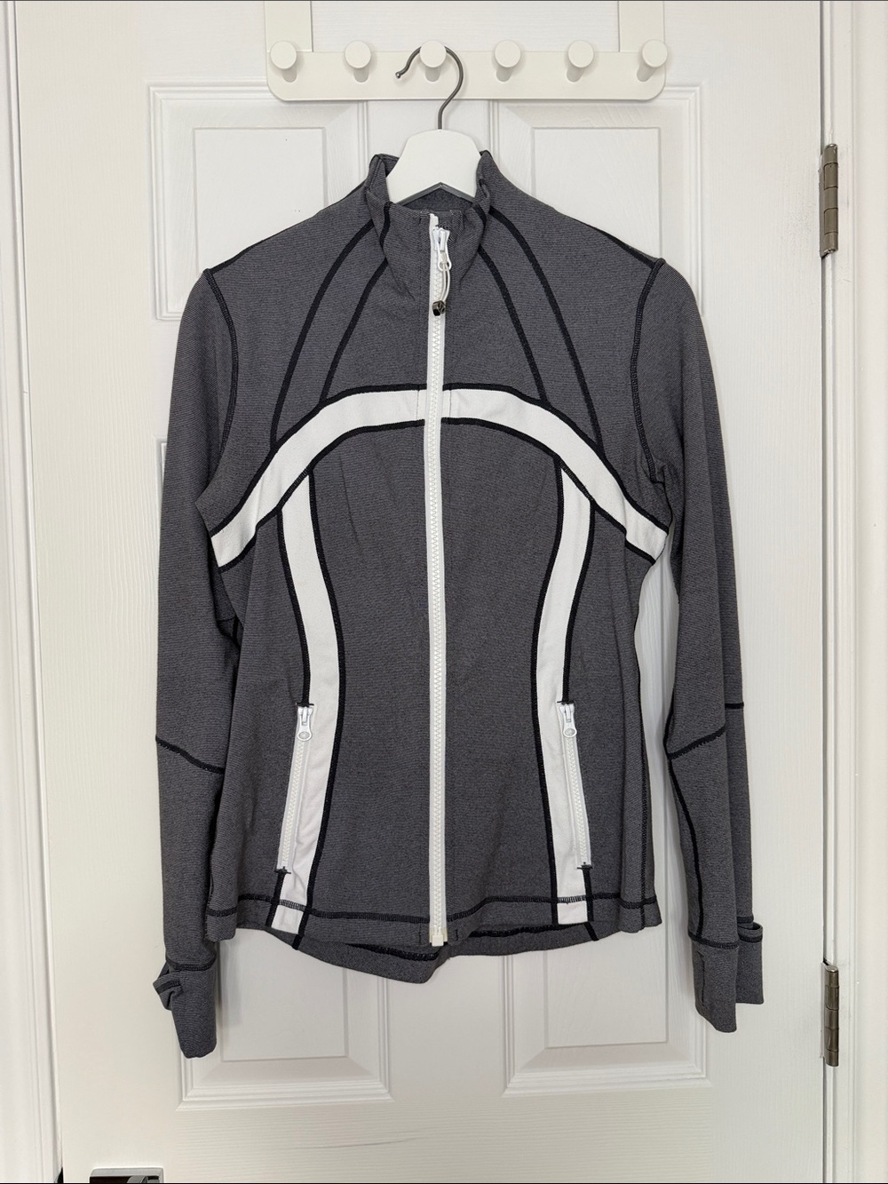 lululemon athletica Gray and White Full-Zip Athletic Jacket